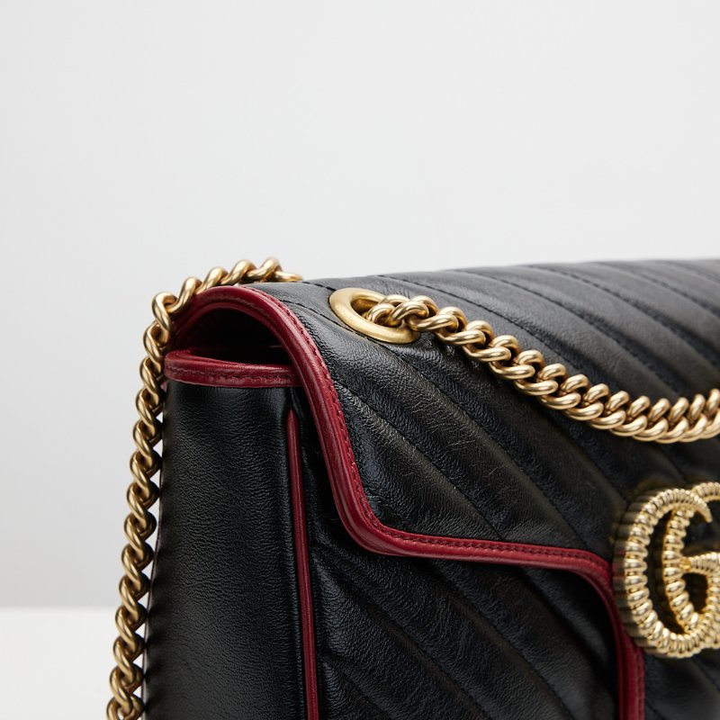Gucci marmont 26黑紅拼色-16