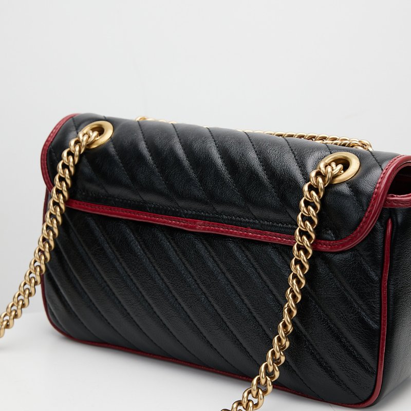 Gucci marmont 26黑紅拼色-17
