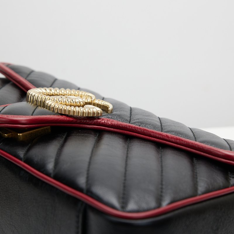 Gucci marmont 26黑紅拼色-21
