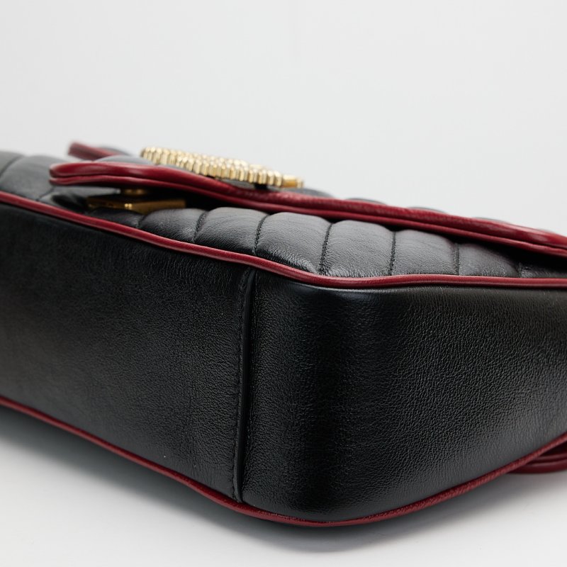 Gucci marmont 26黑紅拼色-22