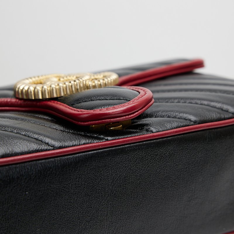 Gucci marmont 26黑紅拼色-23