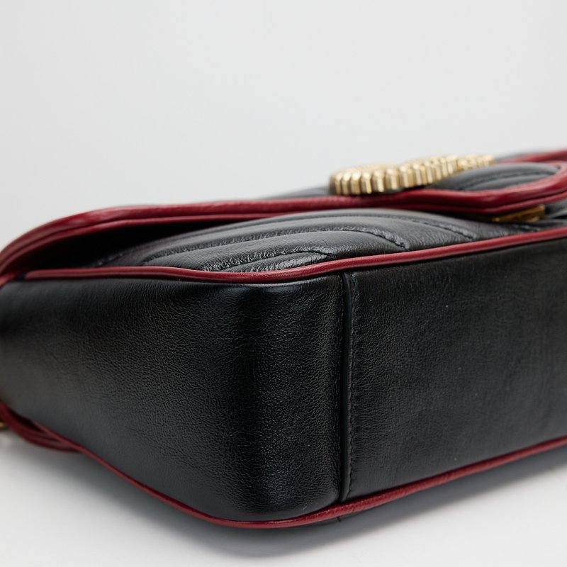 Gucci marmont 26黑紅拼色-24