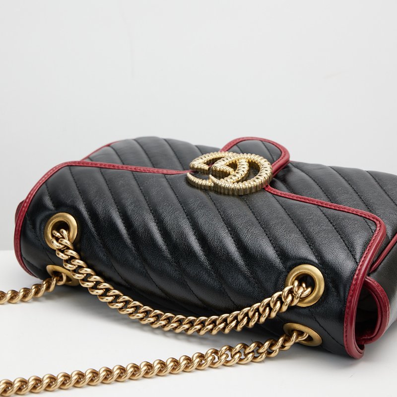 Gucci marmont 26黑紅拼色-25