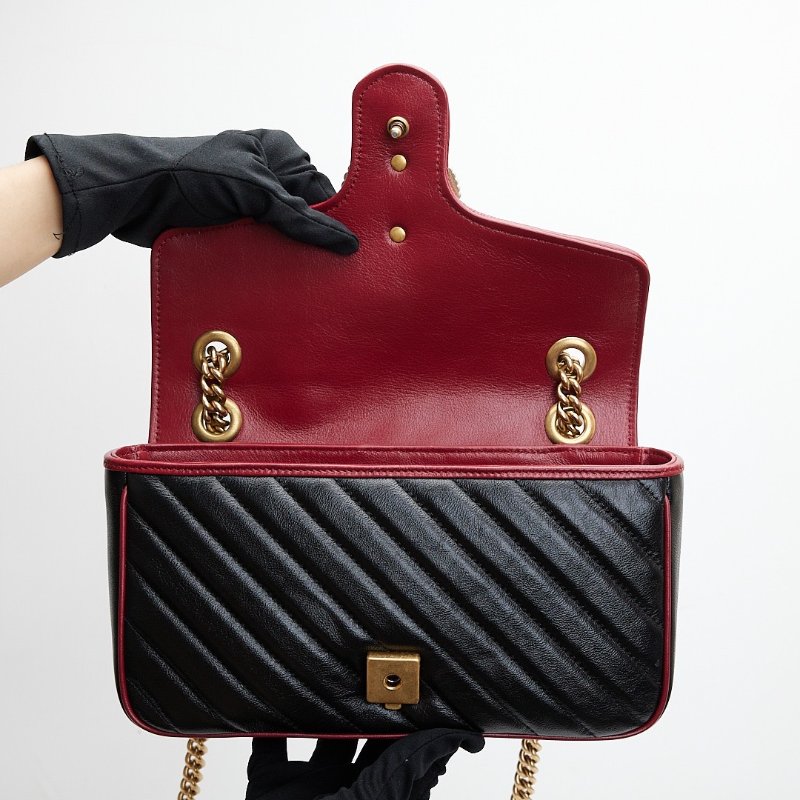 Gucci marmont 26黑紅拼色-26