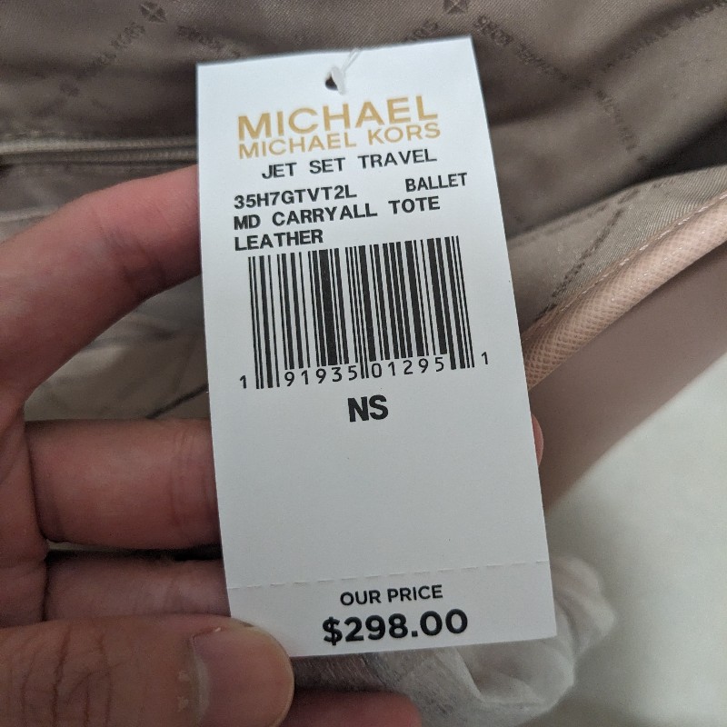 Michael Kors Jet Set Travel 防刮牛皮拉鍊托特包(中/粉裸色)-4