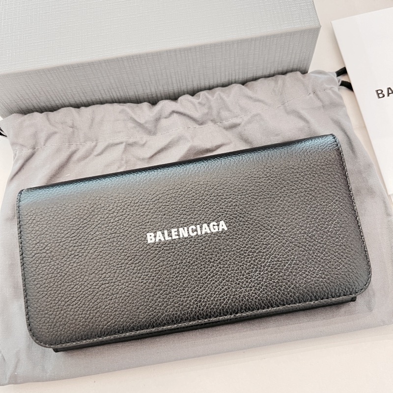 BALENCIAGA 全皮logo簡約黑色長夾-1