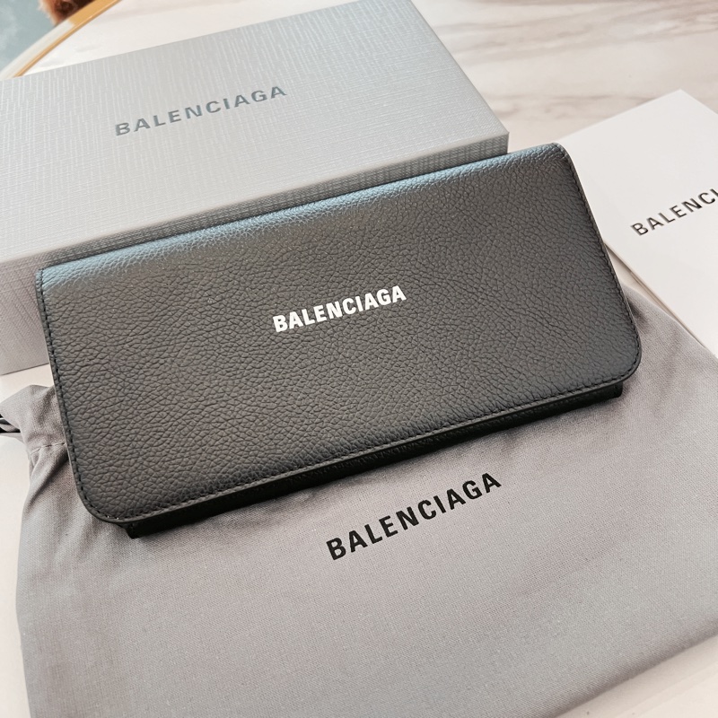 BALENCIAGA 全皮logo簡約黑色長夾-2