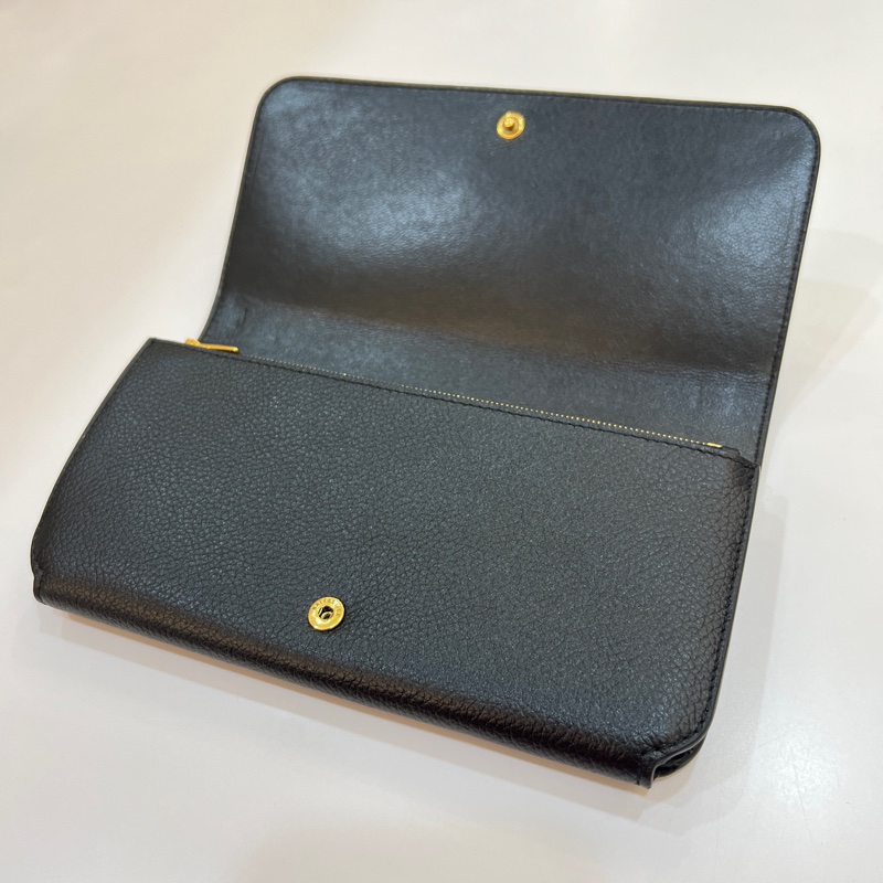 BALENCIAGA 全皮logo簡約黑色長夾-12