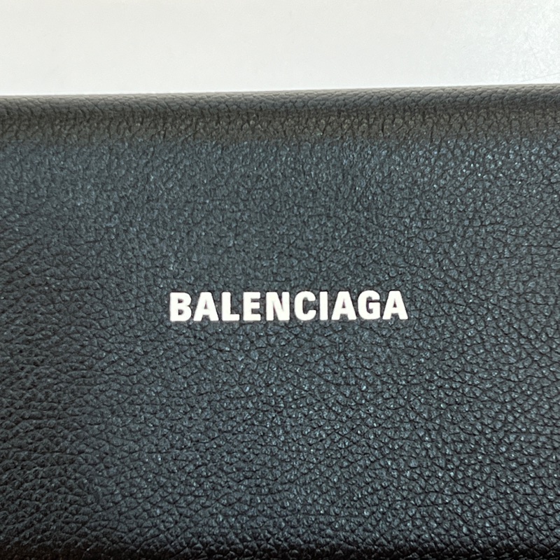 BALENCIAGA 全皮logo簡約黑色長夾-23
