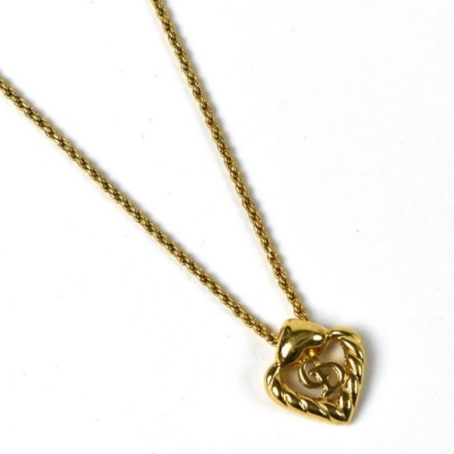 Christian Dior 經典金色CD愛心麻花邊項鍊 ✨-0