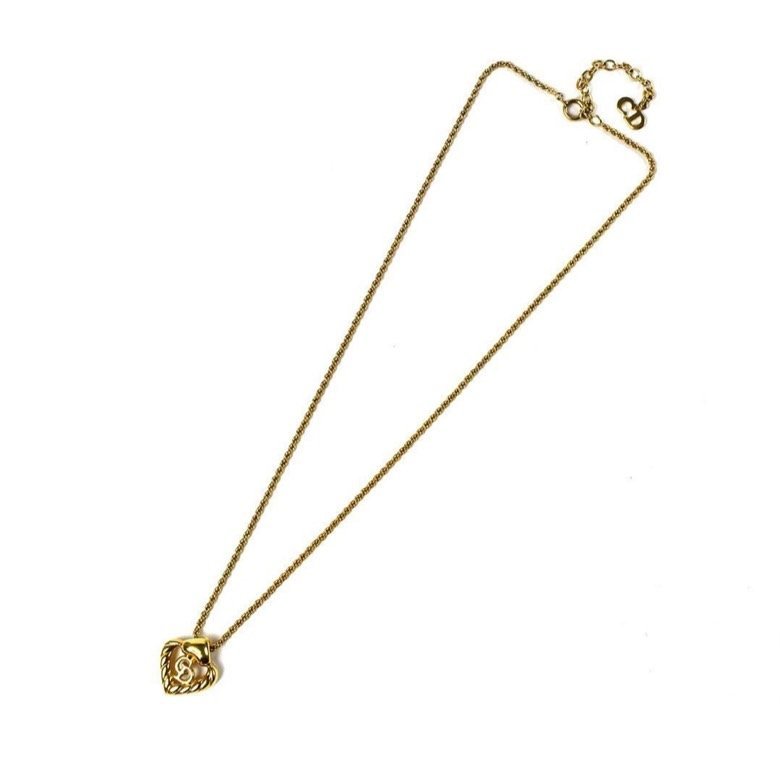 Christian Dior 經典金色CD愛心麻花邊項鍊 ✨-1
