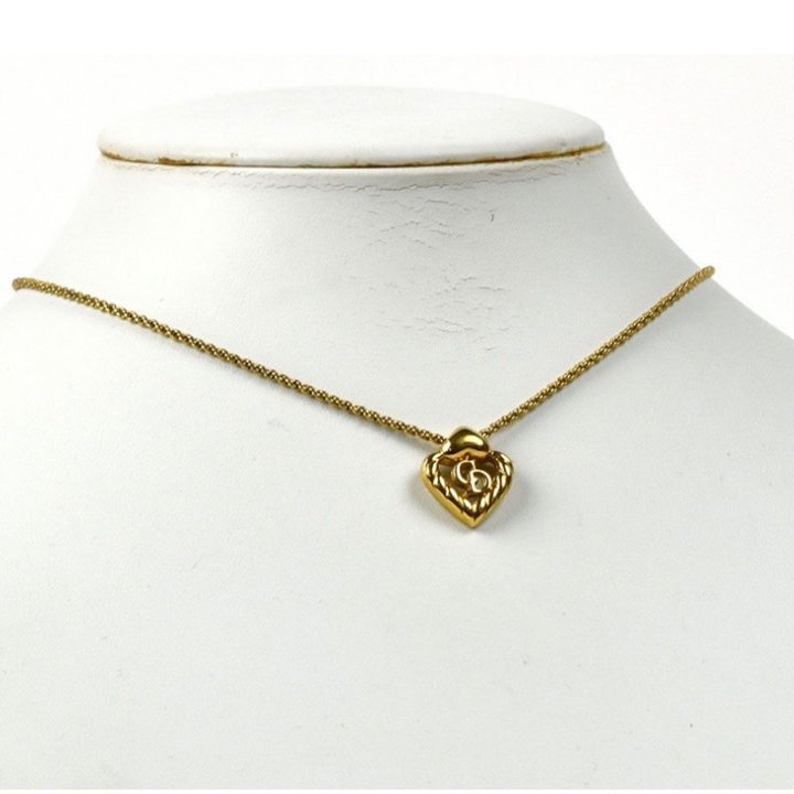 Christian Dior 經典金色CD愛心麻花邊項鍊 ✨-4