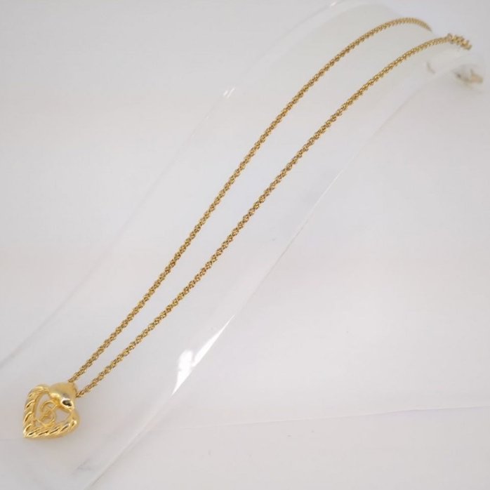 Christian Dior 經典金色CD愛心麻花邊項鍊 ✨-5