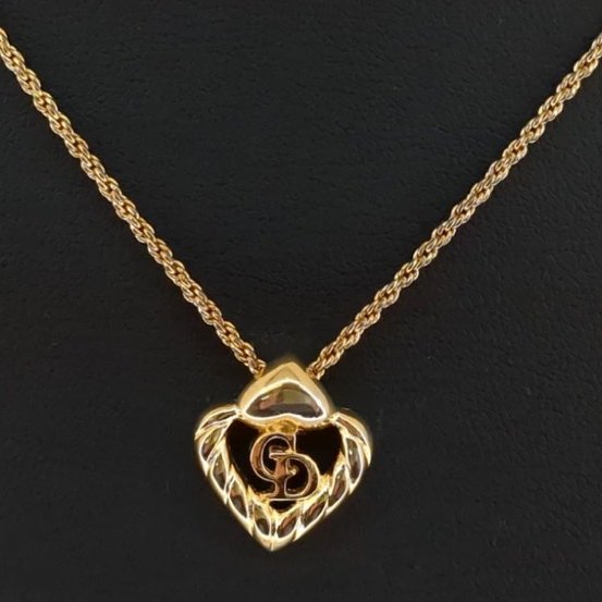 Christian Dior 經典金色CD愛心麻花邊項鍊 ✨-8