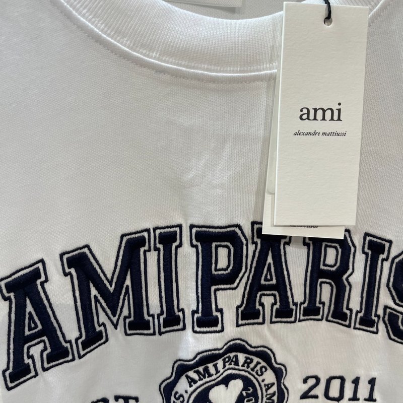 AMI PARIS FRANCE 白色文字標短T-1