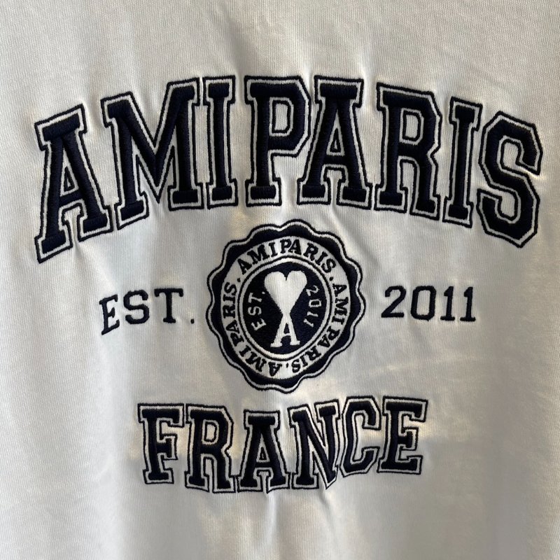 AMI PARIS FRANCE 白色文字標短T-2