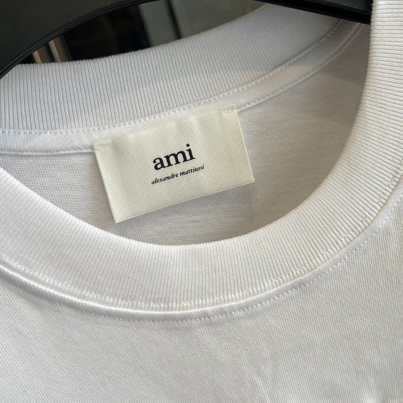 AMI PARIS FRANCE 白色文字標短T-3