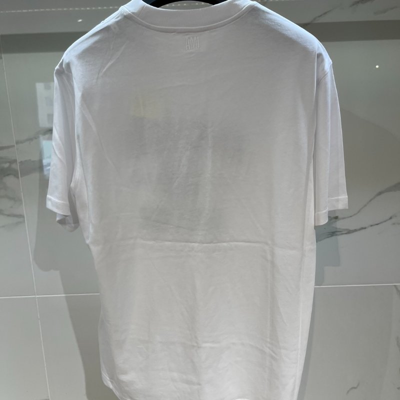 AMI PARIS FRANCE 白色文字標短T-4