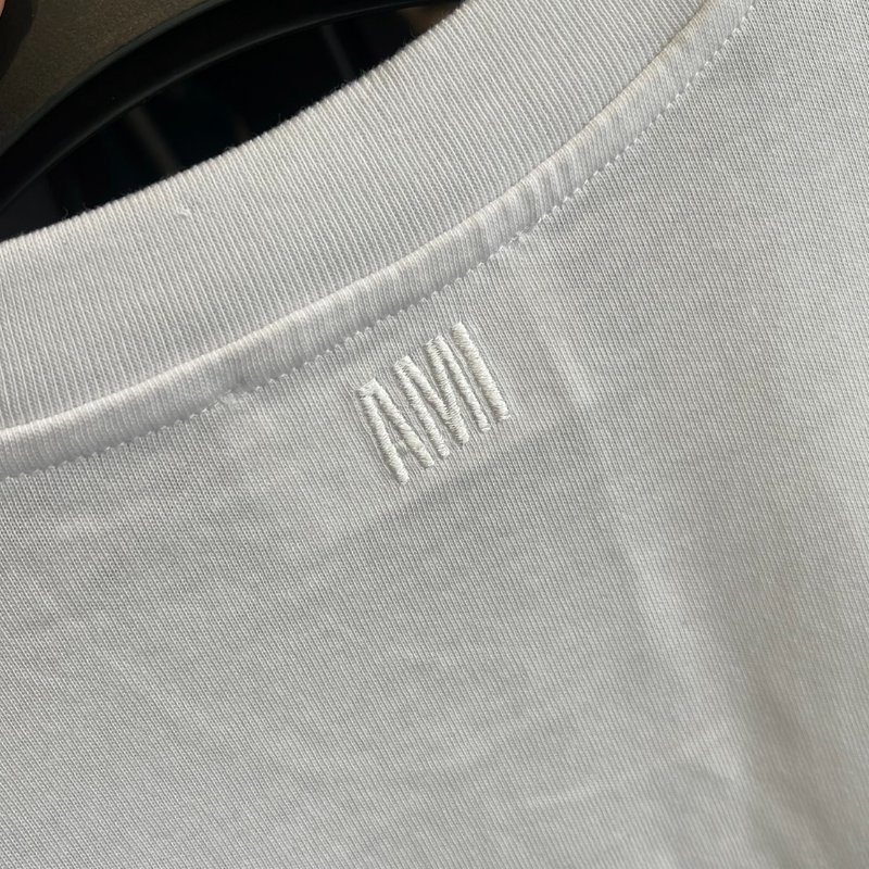 AMI PARIS FRANCE 白色文字標短T-5