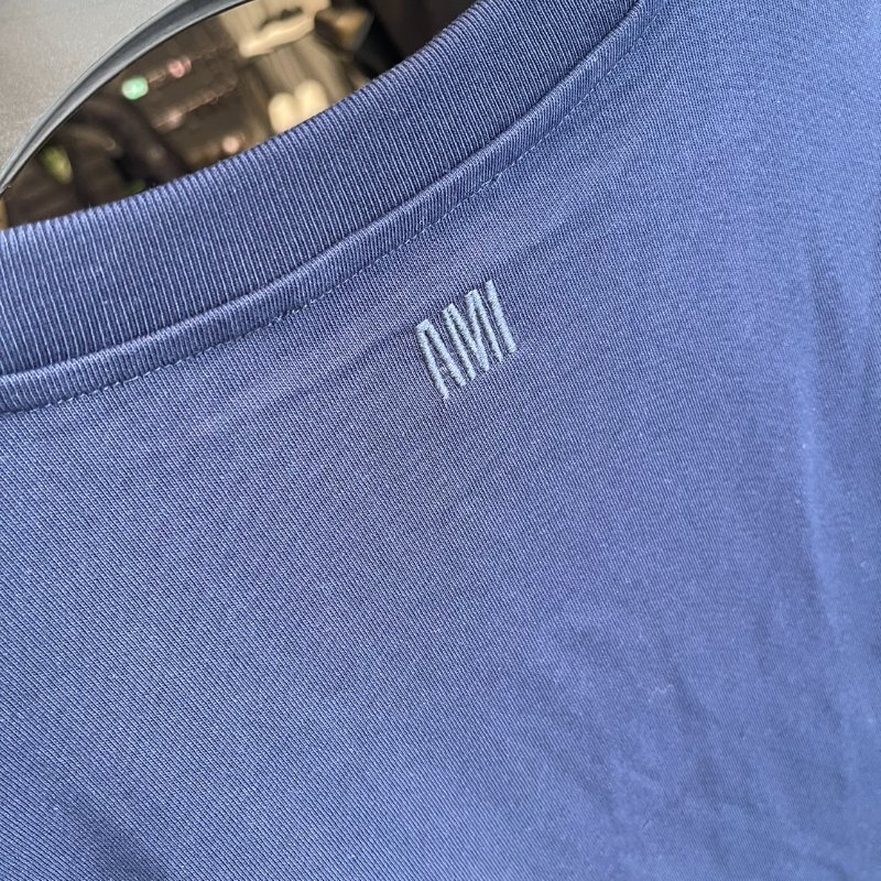 AMI PARIS FRANCE 藍色文字標短T-4