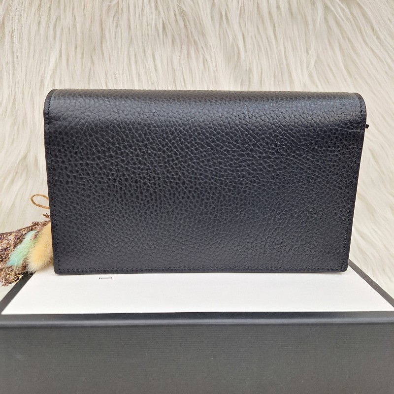 GUCCI 510314 黑 荔枝皮 金鍊 手拿斜背包WOC-3