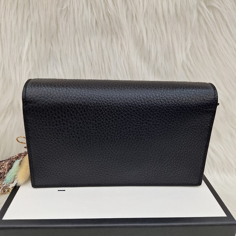 GUCCI 510314 黑 荔枝皮 金鍊 手拿斜背包WOC-4