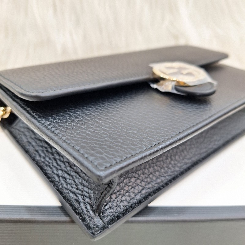 GUCCI 510314 黑 荔枝皮 金鍊 手拿斜背包WOC-8