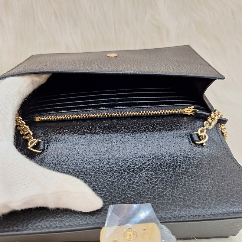 GUCCI 510314 黑 荔枝皮 金鍊 手拿斜背包WOC-11