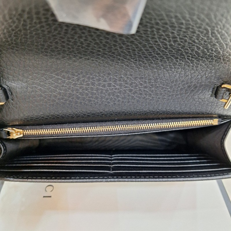 GUCCI 510314 黑 荔枝皮 金鍊 手拿斜背包WOC-12