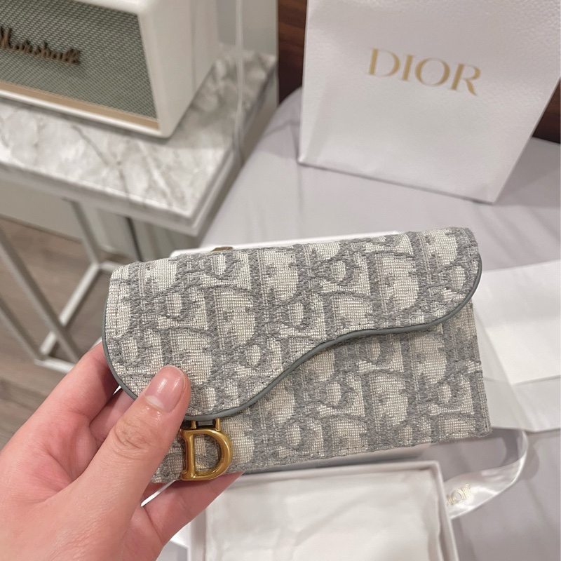 灰色 Dior Oblique 緹花 Saddle Cosmos 拉鏈卡片套  編號: S5692CTZQ_M932-2