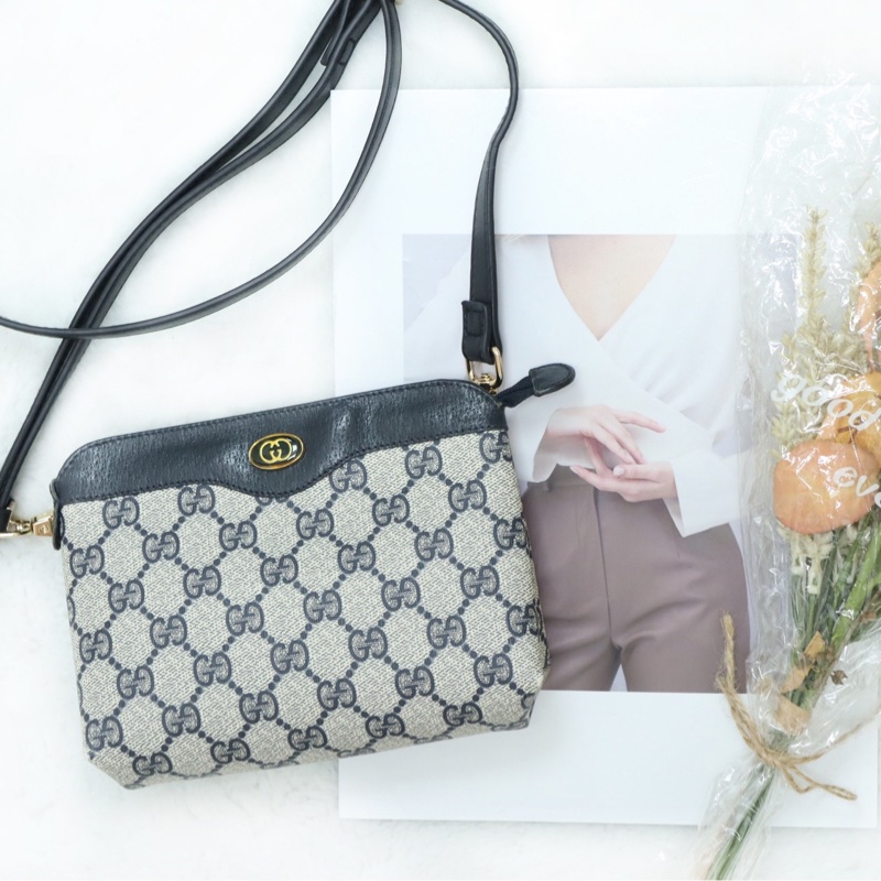 已售❣️Gucci pouch 藍黑老花💙-0