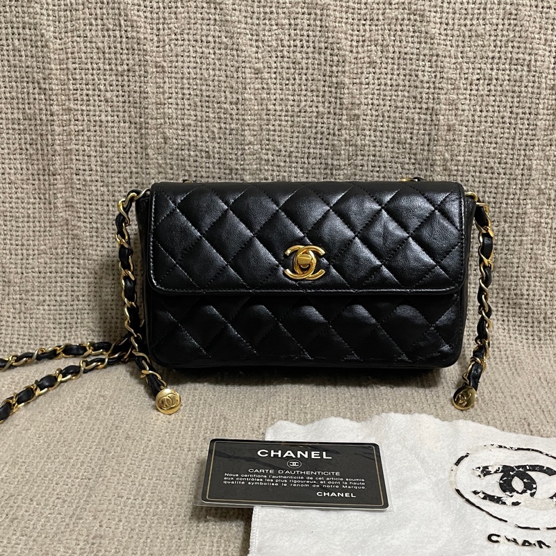 CHANEL 黑色 老香 金豆豆 miniCF-0