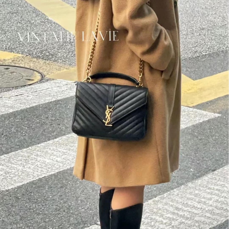 🔥限時特價三天🔥近新配件齊✨#YSL 黑金 #郵差包 #學院包(小號)-0