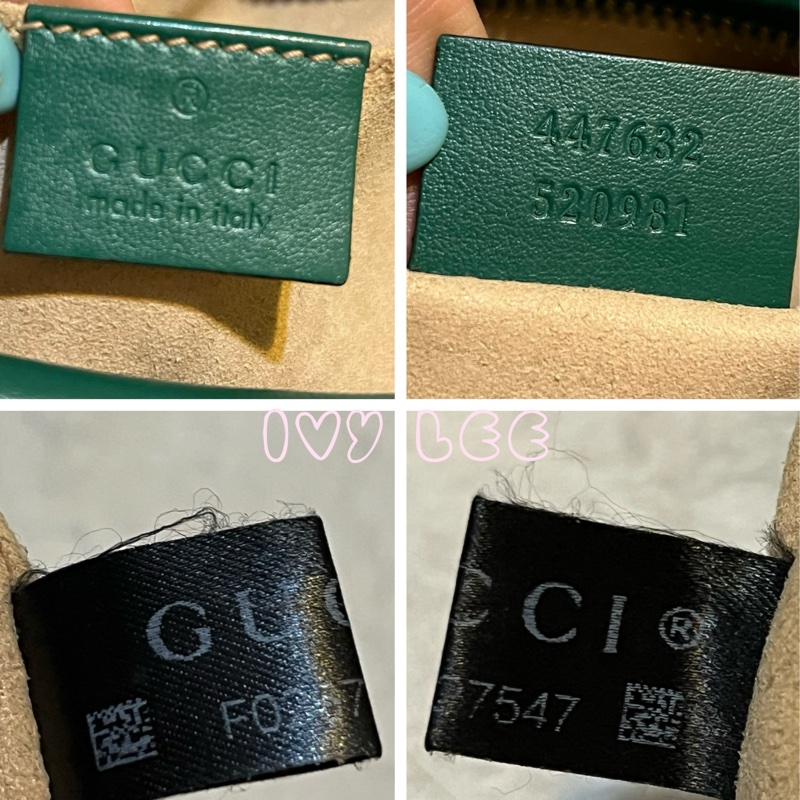 GUCCI GG(已售出)Marmont系列仿舊金色雙G LOGO牛皮山形紋拉鍊肩背包(綠色/447632)肩背包斜背包二手精品-18