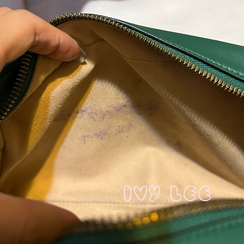 GUCCI GG(已售出)Marmont系列仿舊金色雙G LOGO牛皮山形紋拉鍊肩背包(綠色/447632)肩背包斜背包二手精品-7