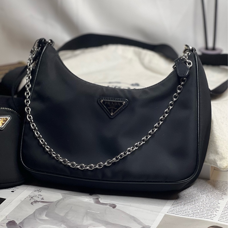 Prada 二合一 Prada Re-Edition 2005再生尼龍手袋斜背包 黑色-1