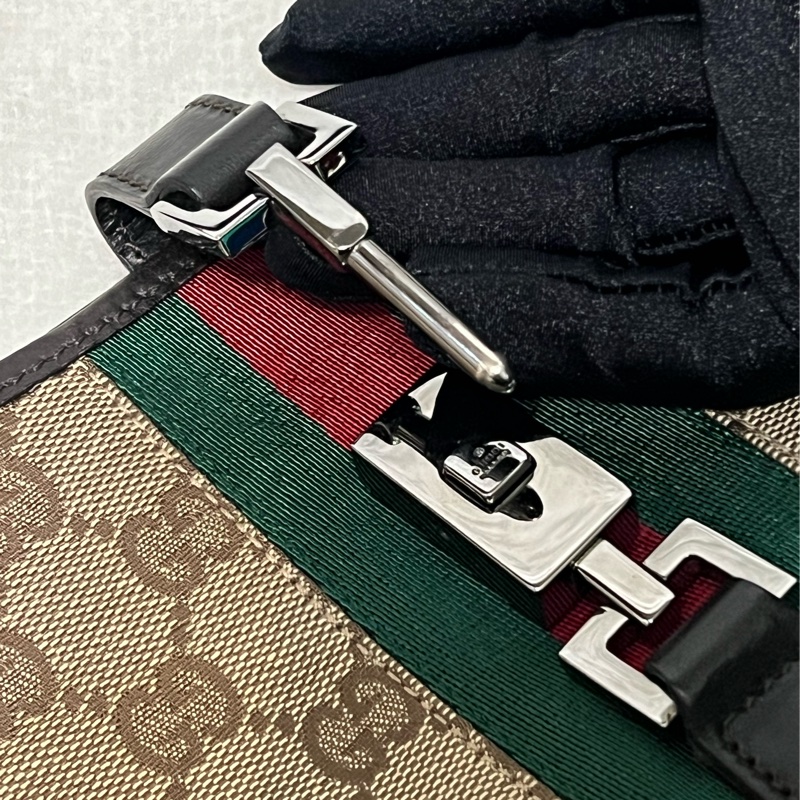 Gucci Jackie 老花帆布配皮側背包-3