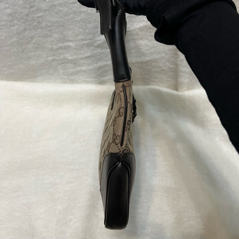 Gucci Jackie 老花帆布配皮側背包-5