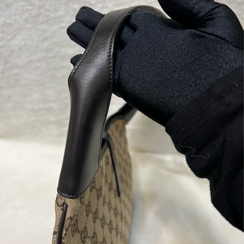 Gucci Jackie 老花帆布配皮側背包-6