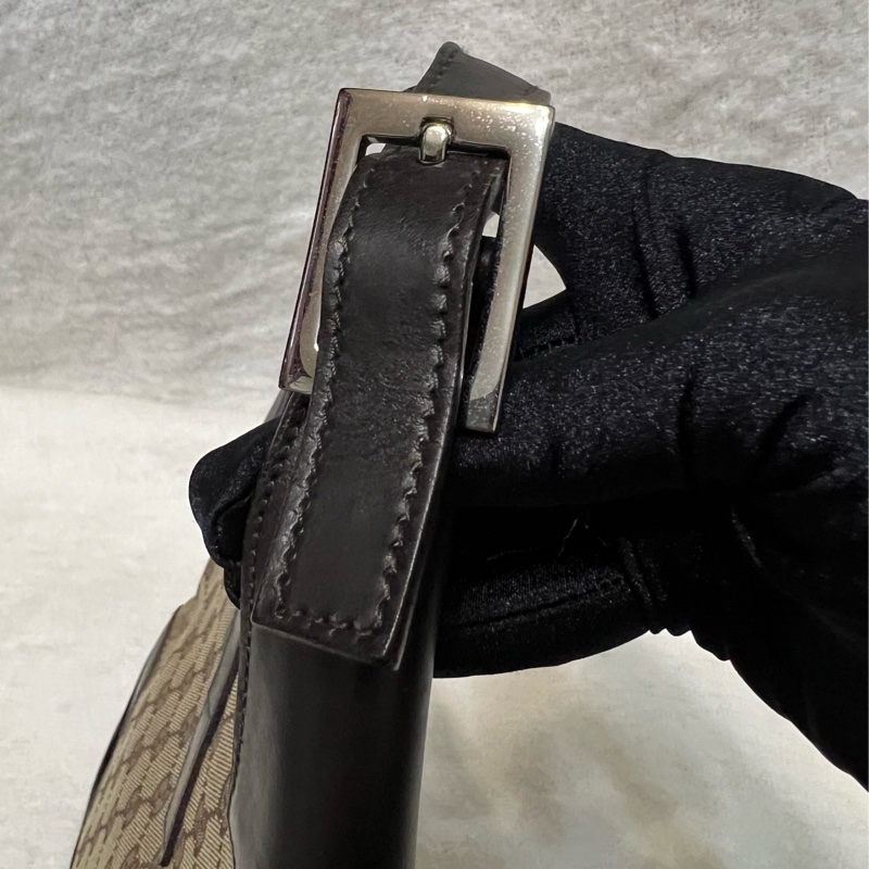 Gucci Jackie 老花帆布配皮側背包-7