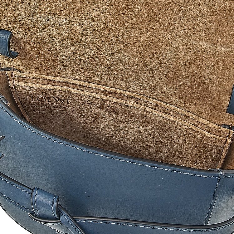 "限時降價"-Loewe 柔軟小牛皮緹花迷你 Gate 包 瑪瑙藍《2024季度新品》-9
