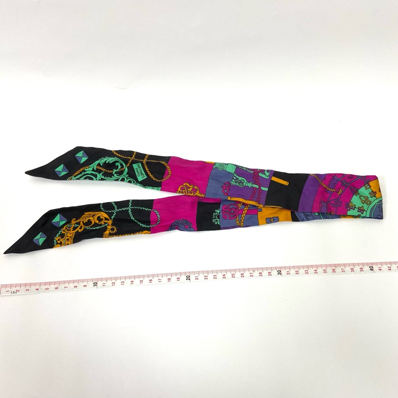 【美收精品】Hermes 紫桃百合家徽 絲巾 88-339-2
