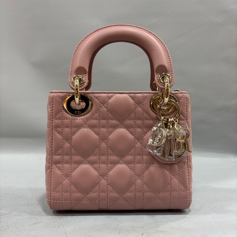 Dior 乾燥玫瑰粉羊皮金鏈迷你黛妃Mini Lady Dior斜背包-1