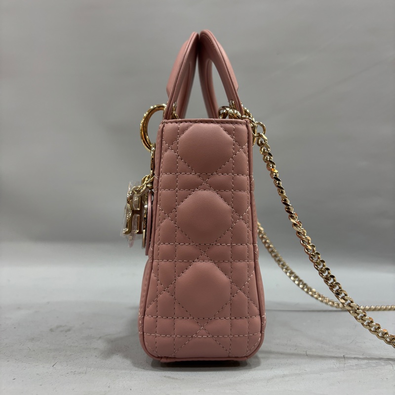 Dior 乾燥玫瑰粉羊皮金鏈迷你黛妃Mini Lady Dior斜背包-2