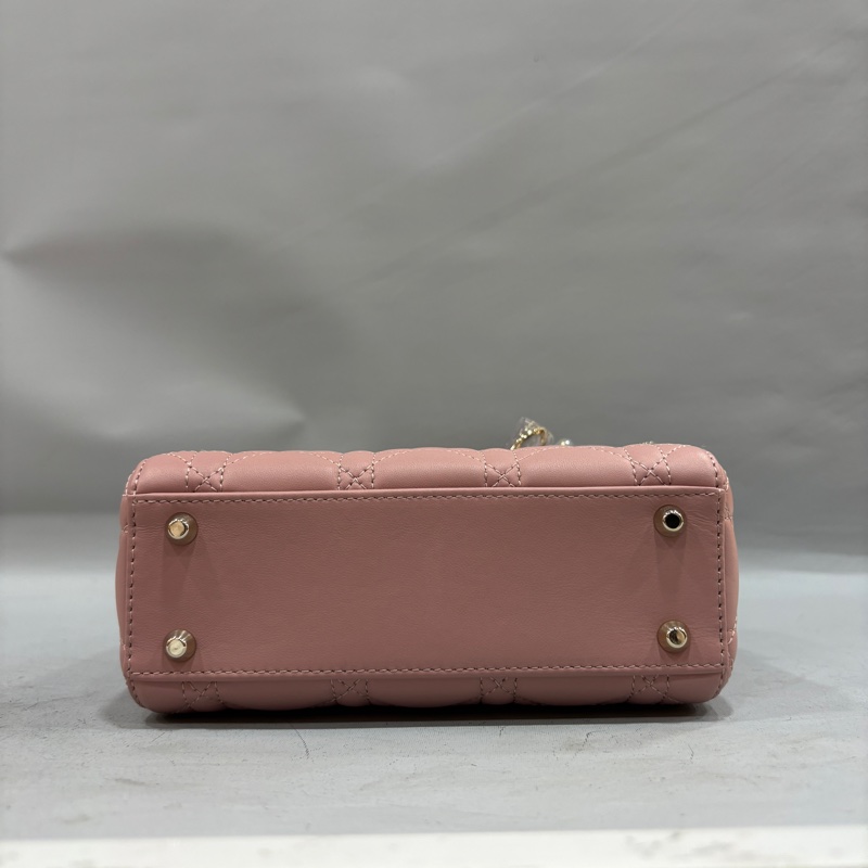 Dior 乾燥玫瑰粉羊皮金鏈迷你黛妃Mini Lady Dior斜背包-5