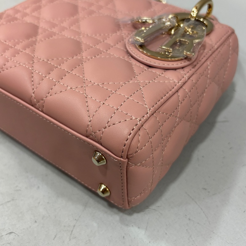 Dior 乾燥玫瑰粉羊皮金鏈迷你黛妃Mini Lady Dior斜背包-7