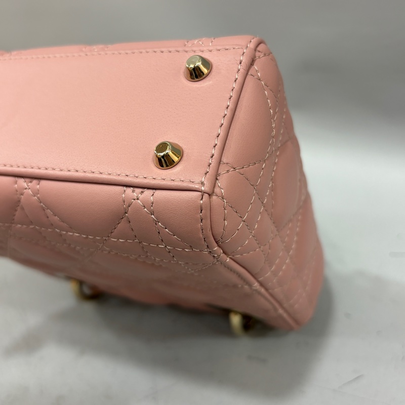 Dior 乾燥玫瑰粉羊皮金鏈迷你黛妃Mini Lady Dior斜背包-8