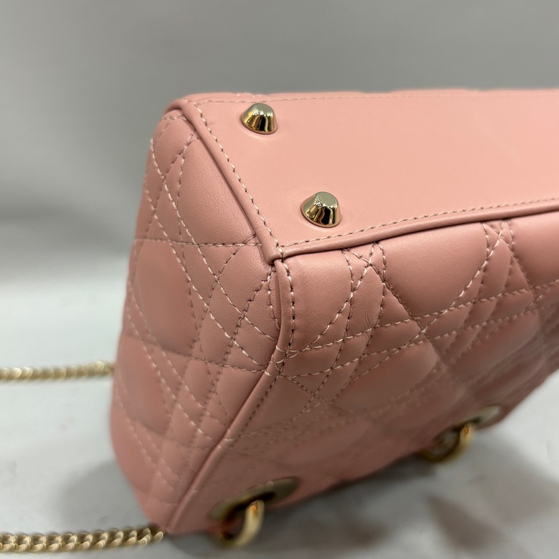 Dior 乾燥玫瑰粉羊皮金鏈迷你黛妃Mini Lady Dior斜背包-9