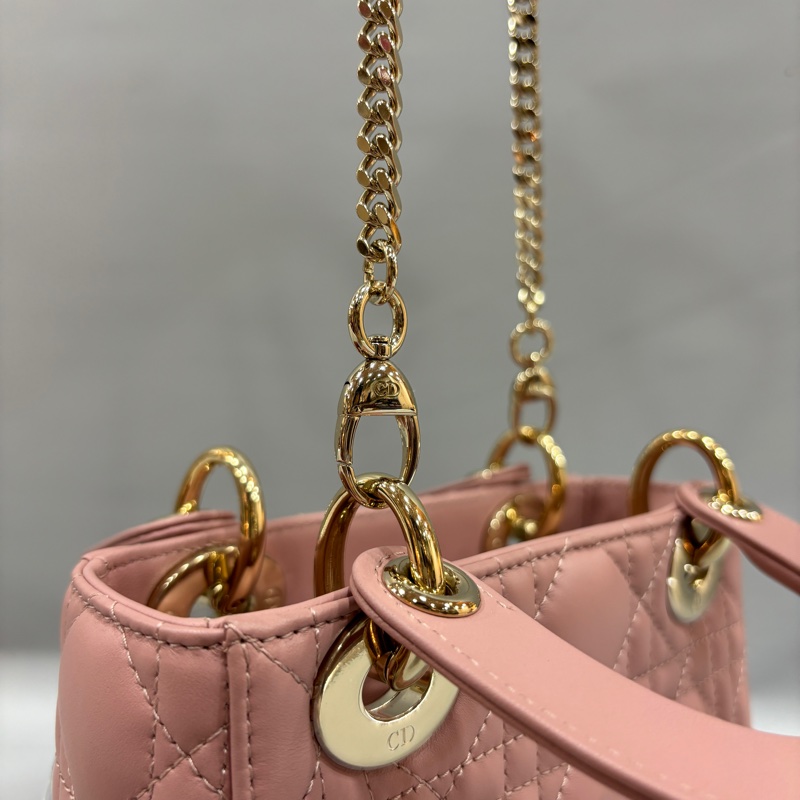 Dior 乾燥玫瑰粉羊皮金鏈迷你黛妃Mini Lady Dior斜背包-14