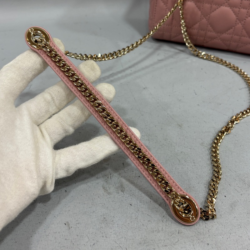 Dior 乾燥玫瑰粉羊皮金鏈迷你黛妃Mini Lady Dior斜背包-23